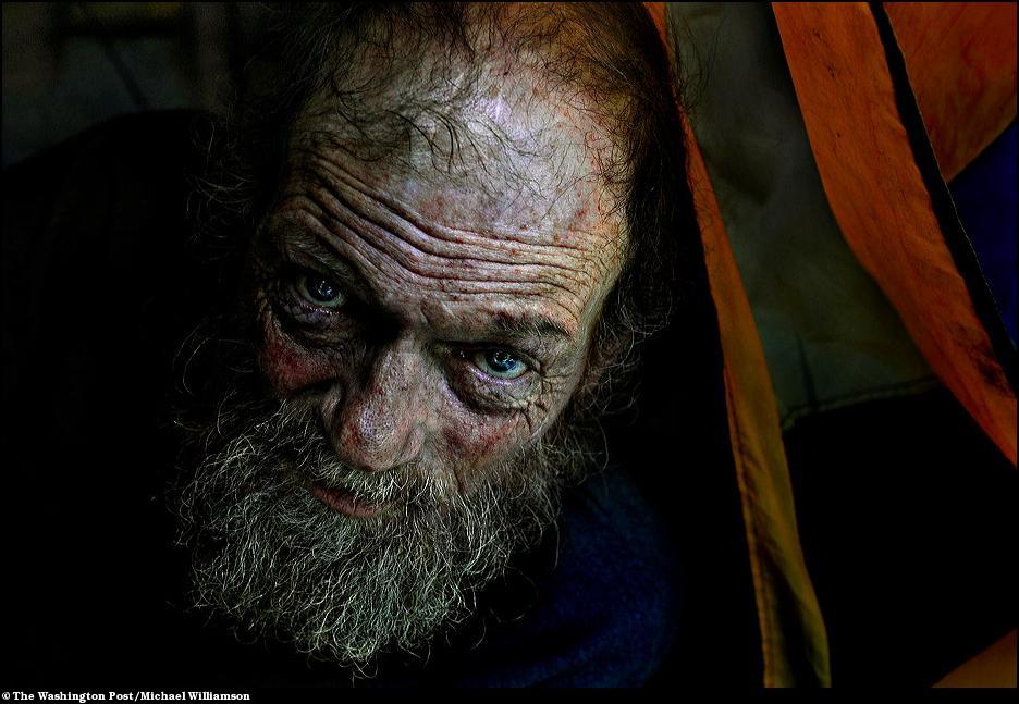 3) Бездомный, который живет в палатке в лесах округа Принц Вильям.