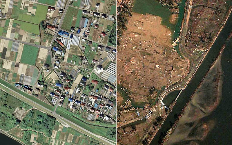 0036 Снимки со спутника: До и после землетрясения в Японии