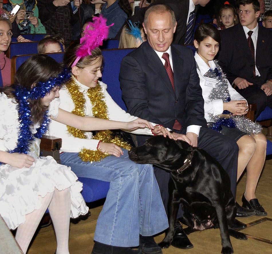 156624 russian girls pet president putins dog conny during new year show at s     