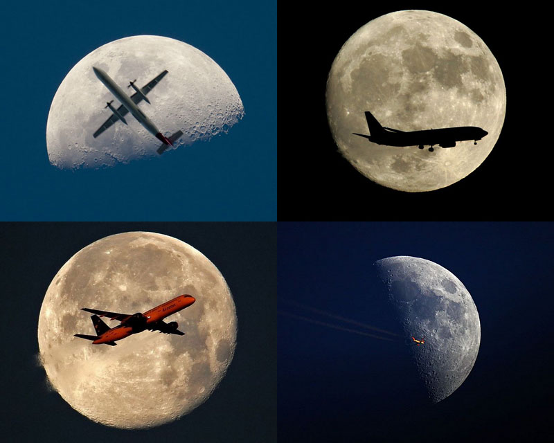 BIGPIC2 Самолеты на фоне луны и солнца