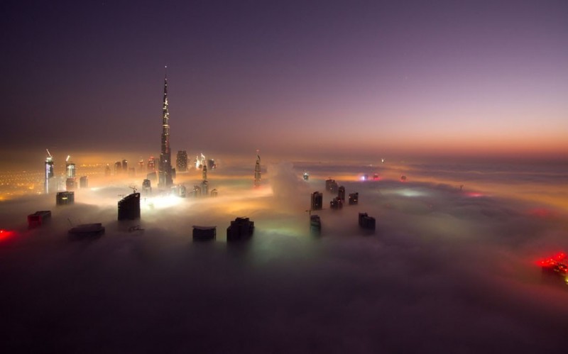 lights amazing 2183472k 800x499 Дубай, окутанный туманом