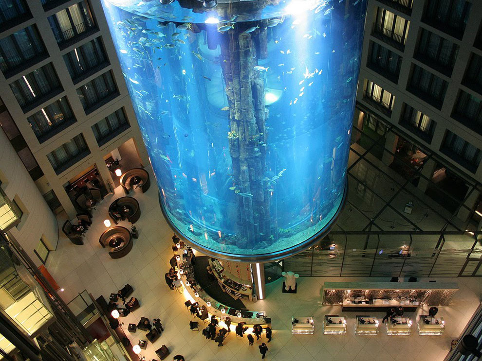 227 Aquadom — огромный аквариум в отеле Radisson Blu