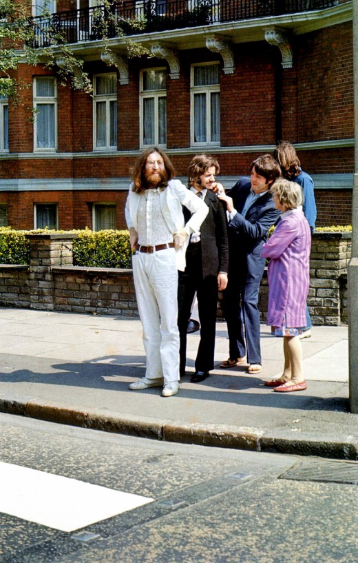 Scenes from the abbey road011 photo shoot for the cover of The Beatles for the album Abbey Road