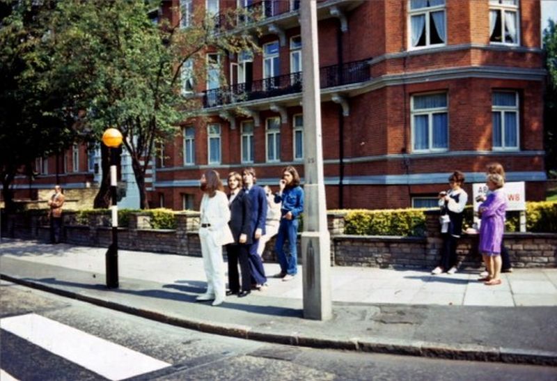 Scenes from the abbey road077 photo shoot for the cover of The Beatles for the album Abbey Road