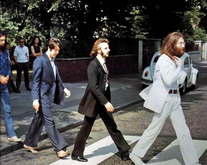 Scenes from the abbey road088 photo shoot for the cover of The Beatles for the album Abbey Road