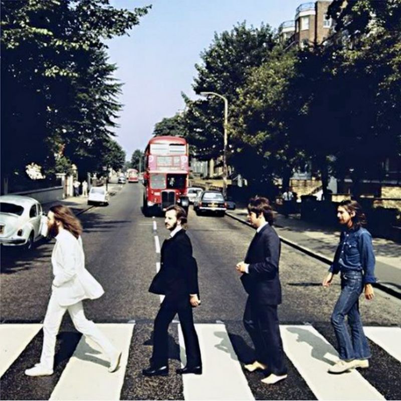 Scenes from the abbey road099 photo shoot for the cover of The Beatles for the album Abbey Road