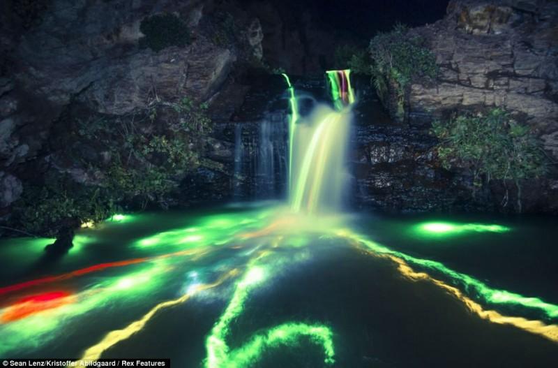 neon waterfalls