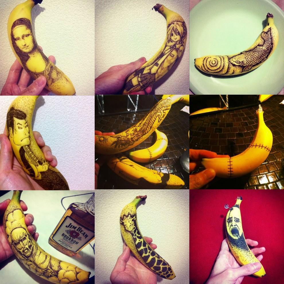 tumblr mnuqdki2NX1s3zz9ko1 1280 990x990 Удивительные рисунки на бананах