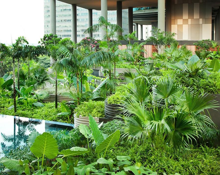 Parkroyal16 Уникальный сад на фасаде отеля в Сингапуре