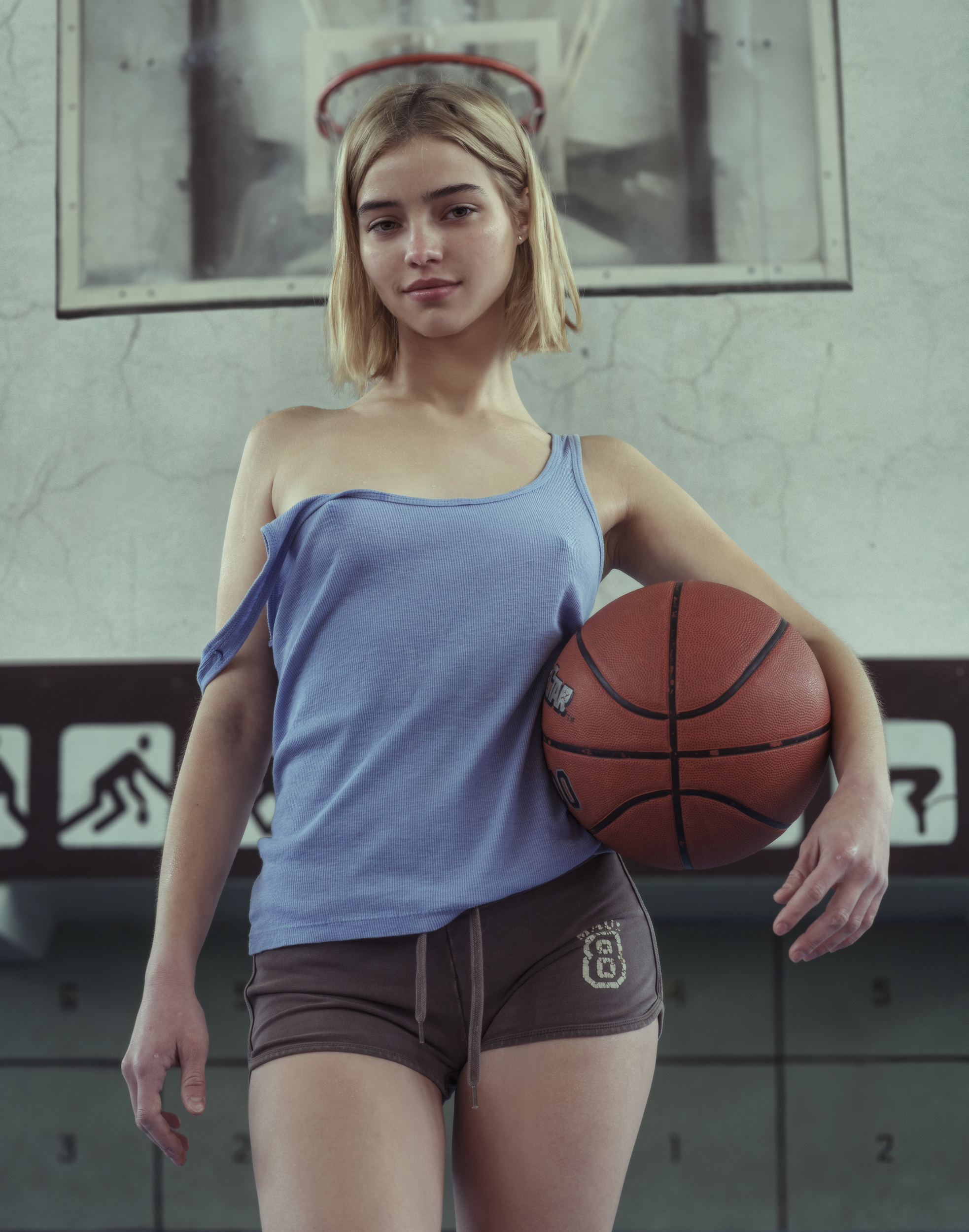 Сексуальная баскетболистка показывает себя