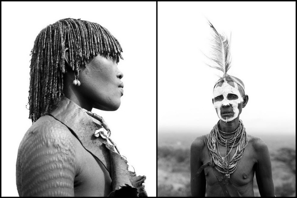 Майкл Хэнсон (Michael Hanson) черно-белые портреты жителей долины реки Омо