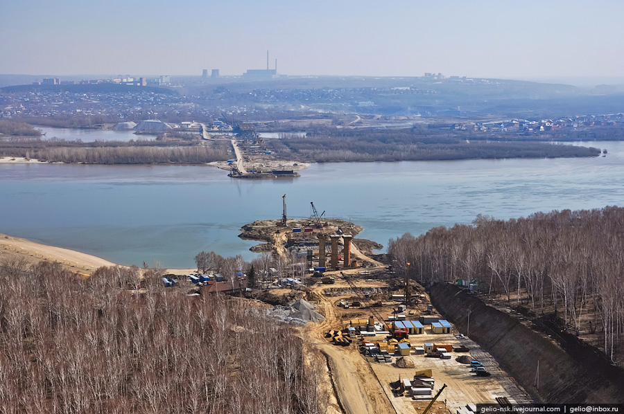 Фотография: Строительство третьего моста через Обь с вертолета №19 - BigPicture.ru