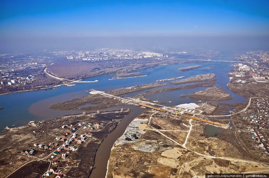 Фотография: Строительство третьего моста через Обь с вертолета №5 - BigPicture.ru