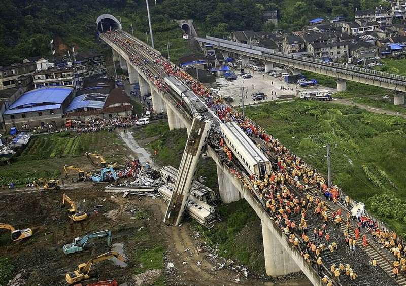 Фотография: Страшная железнодорожная авария в Китае №1 - BigPicture.ru
