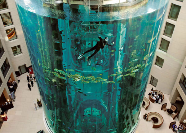 Aquadom — огромный аквариум в отеле Radisson Blu
