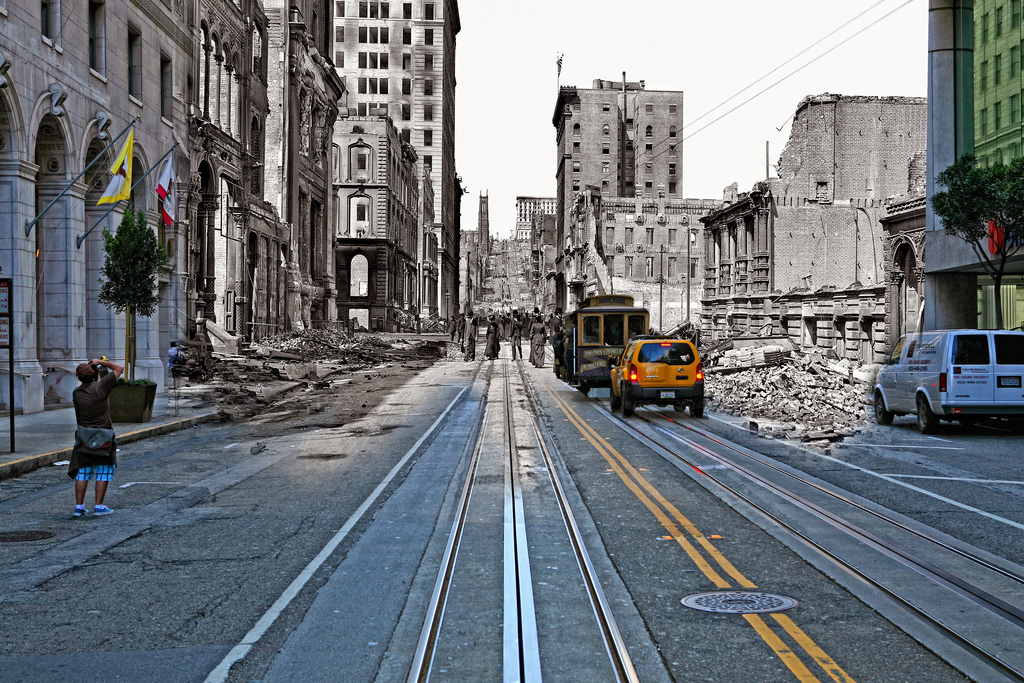 Фотография: Сан-Франциско после разрушительного землетрясения 1906 года и сегодня №7 - BigPicture.ru