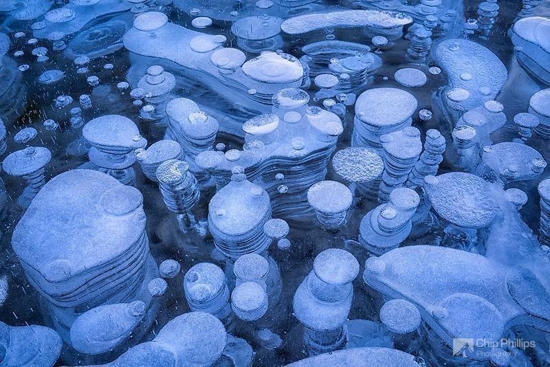 Фотография: Замерзшие пузырьки воздуха в озере №2 - BigPicture.ru