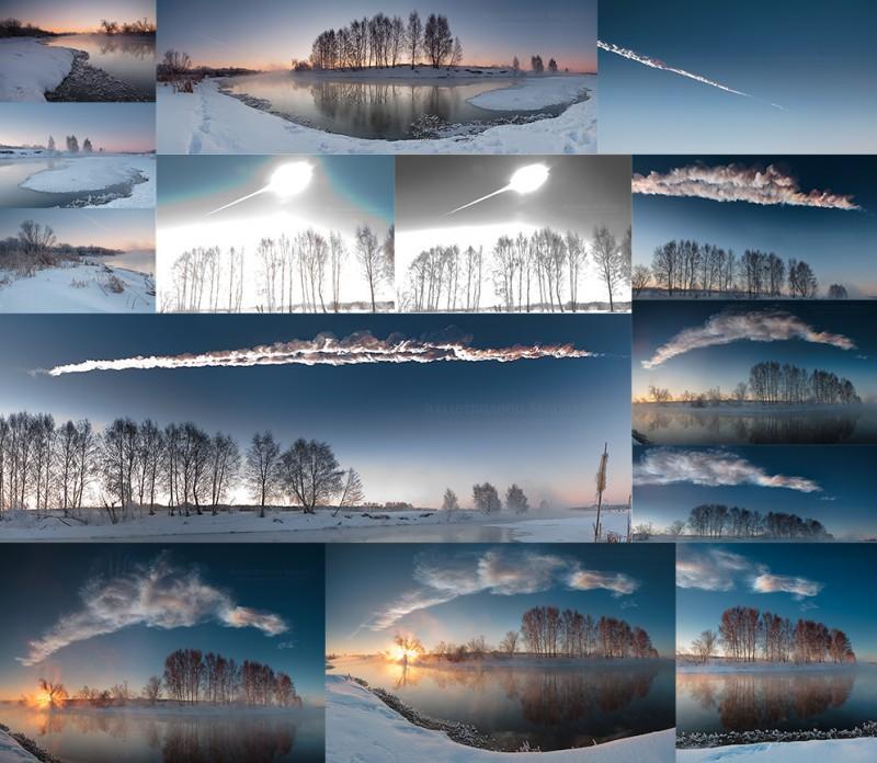 Взрыв метеорита в небе над Челябинском (Чебаркульский метеорит). Полный фото-отчет с комментариями