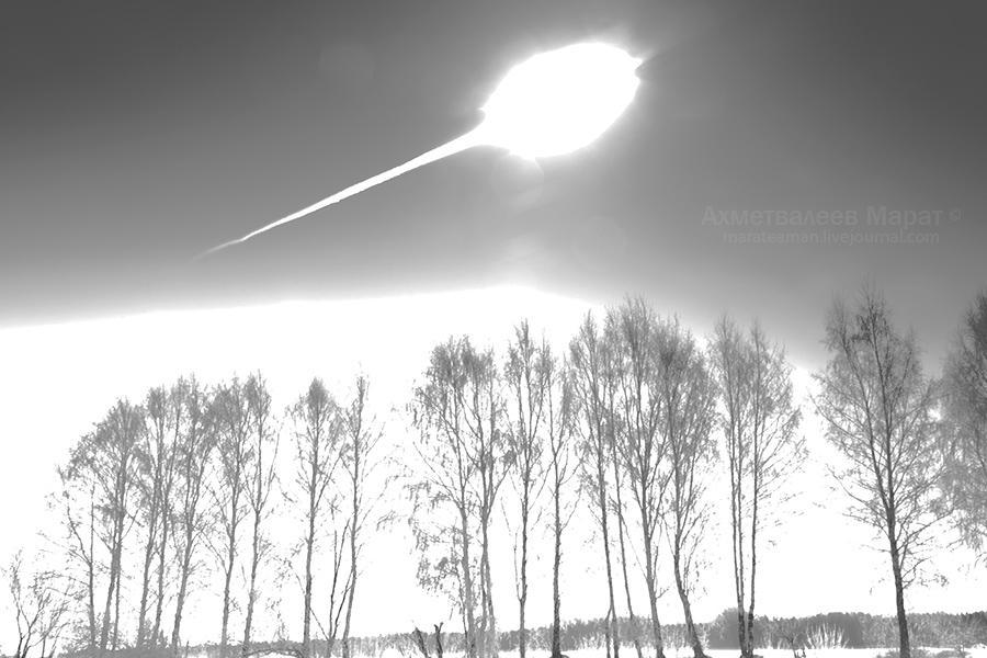 Фотография: Взрыв метеорита в небе над Челябинском (Чебаркульский метеорит). Полный фото-отчет с комментариями №6 - BigPicture.ru