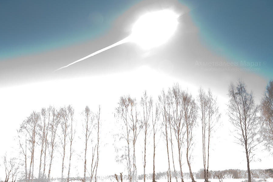 Фотография: Взрыв метеорита в небе над Челябинском (Чебаркульский метеорит). Полный фото-отчет с комментариями №7 - BigPicture.ru