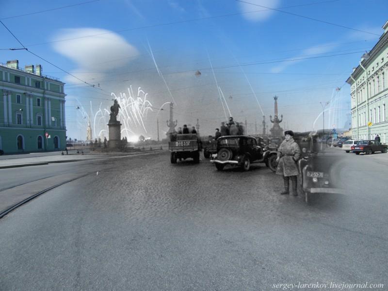 Фотография: Сквозь ткань времени: освобождение блокадного Ленинграда в 1944 году на улицах современного Санкт-Петербурга №10 - BigPicture.ru