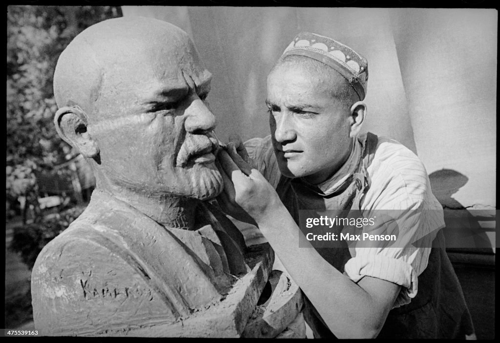 Sculptor khaidarov at work, circa 1940. (photo by max penson/getty images)