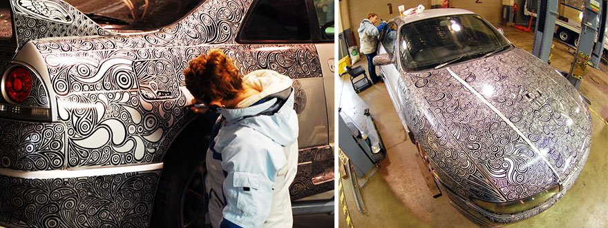 Фотография: Мужчина взял и разрешил супруге разрисовать маркером свой автомобиль. А ведь все могло закончиться иначе №5 - BigPicture.ru
