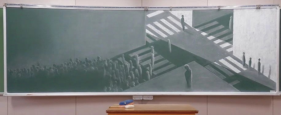 Фотография: Японские школьники создают невероятной красоты рисунки на школьных досках №3 - BigPicture.ru