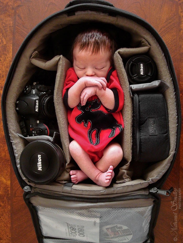 Фотография: Фотографы снимают своих крошек детей в фотосумках №7 - BigPicture.ru