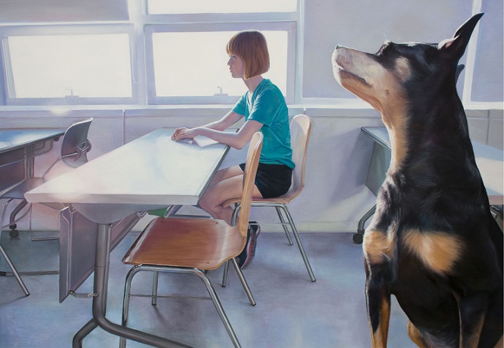 Фотография: Реалистичные рисунки гигантского пса и симпатичной кореяночки №4 - BigPicture.ru