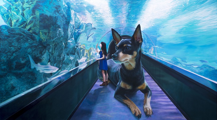Фотография: Реалистичные рисунки гигантского пса и симпатичной кореяночки №9 - BigPicture.ru