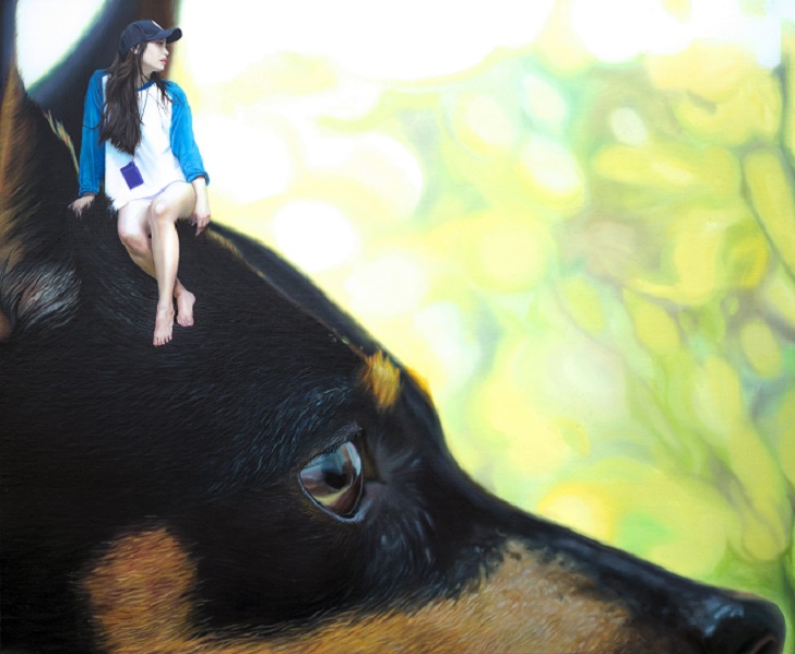 Фотография: Реалистичные рисунки гигантского пса и симпатичной кореяночки №13 - BigPicture.ru