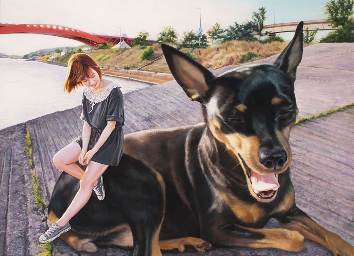 Фотография: Реалистичные рисунки гигантского пса и симпатичной кореяночки №17 - BigPicture.ru