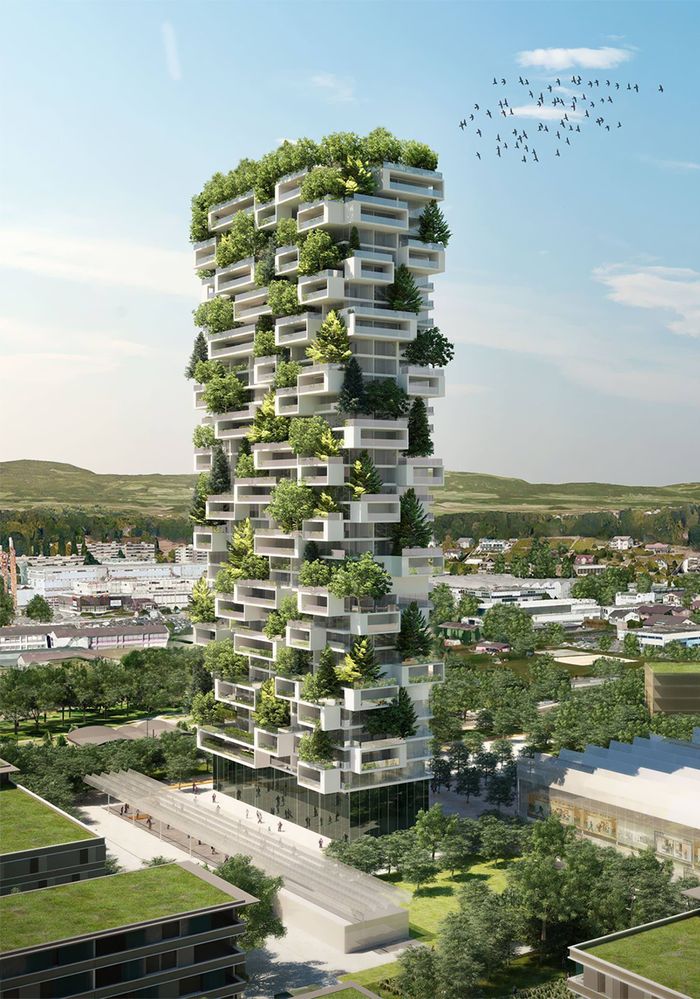 Фотография: 117-метровая башня станет первым в мире зданием, покрытым вечнозелеными деревьями №2 - BigPicture.ru