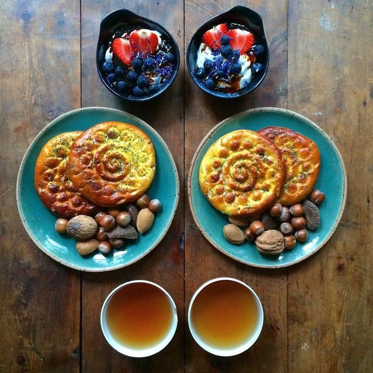 Фотография: Мужчина каждый день делает симметричные завтраки для своего любимого №7 - BigPicture.ru