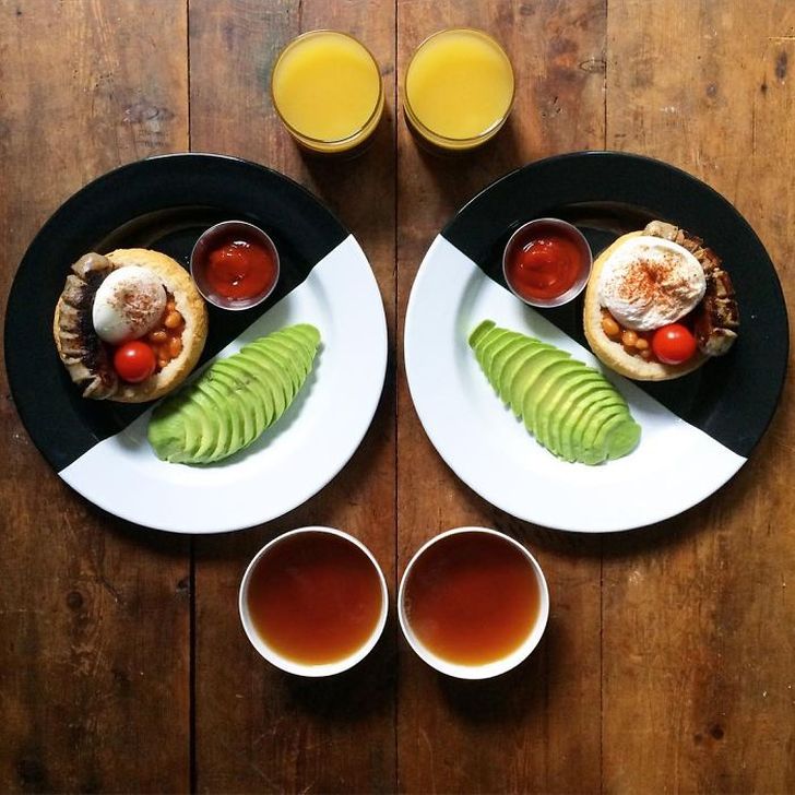 Фотография: Мужчина каждый день делает симметричные завтраки для своего любимого №11 - BigPicture.ru