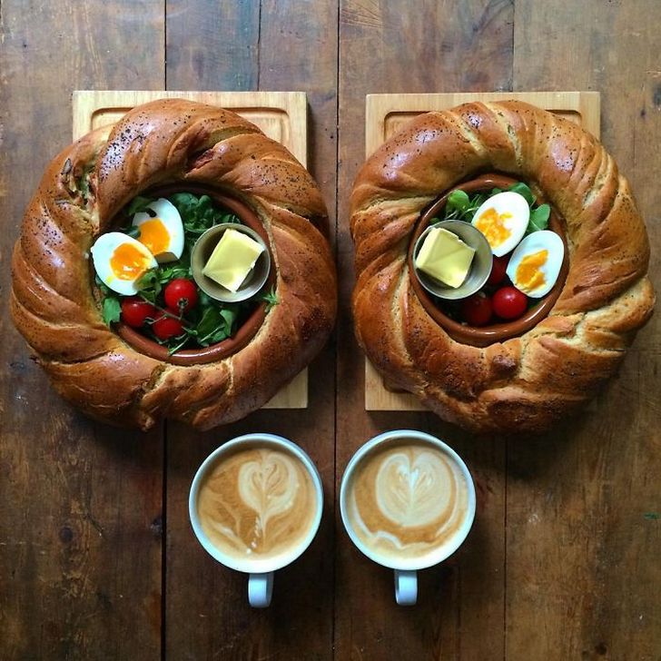 Фотография: Мужчина каждый день делает симметричные завтраки для своего любимого №13 - BigPicture.ru