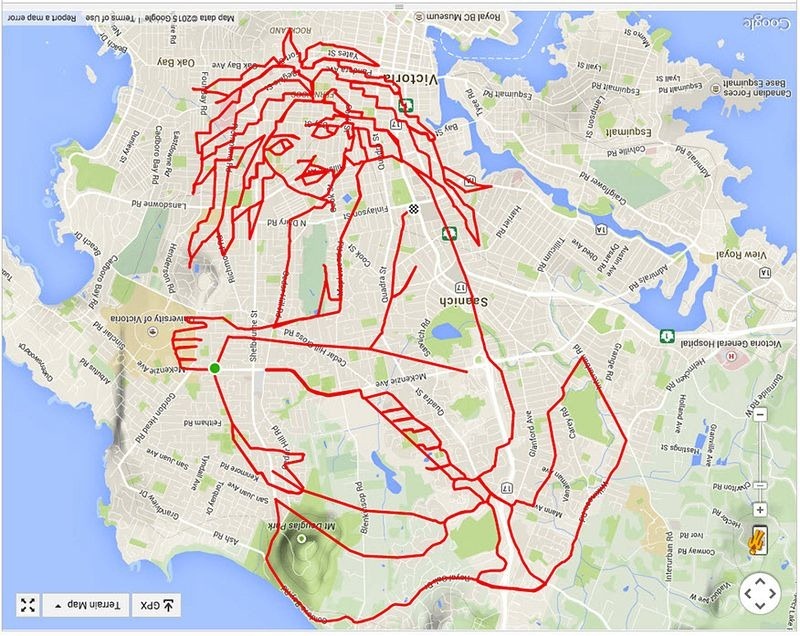 Фотография: Канадский велогонщик рисует GPS-картины на картах №4 - BigPicture.ru
