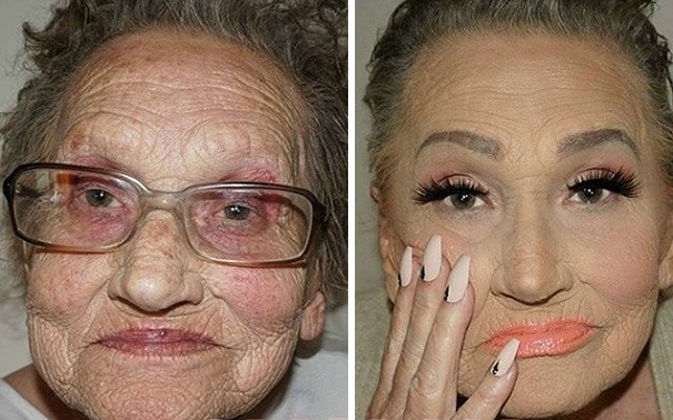 Фотография: 80-летняя бабушка попросила внучку сделать ей макияж и проснулась знаменитой №1 - BigPicture.ru