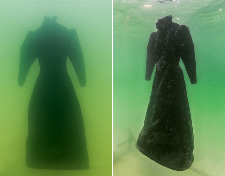 Фотография: Как черное платье превратилось в соленую скульптуру на дне моря №2 - BigPicture.ru