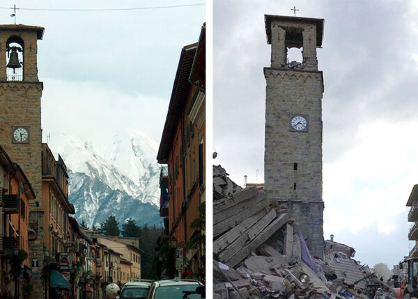 Землетрясение в Италии: снимки до и после разрушений