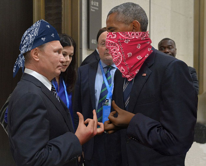 Фотография: Уничтожающий взгляд Обамы на Путина оказался в центре битвы фотожаб №4 - BigPicture.ru