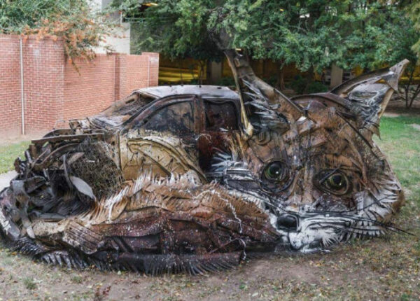 Художник превращает груды мусора в скульптуры животных