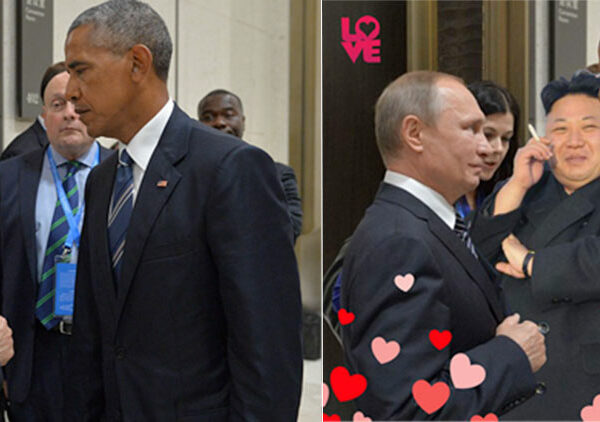 Уничтожающий взгляд Обамы на Путина оказался в центре битвы фотожаб
