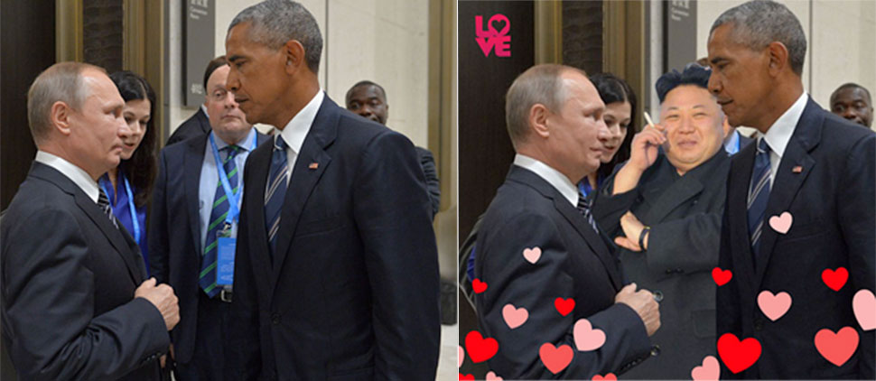 Фотография: Уничтожающий взгляд Обамы на Путина оказался в центре битвы фотожаб №1 - BigPicture.ru