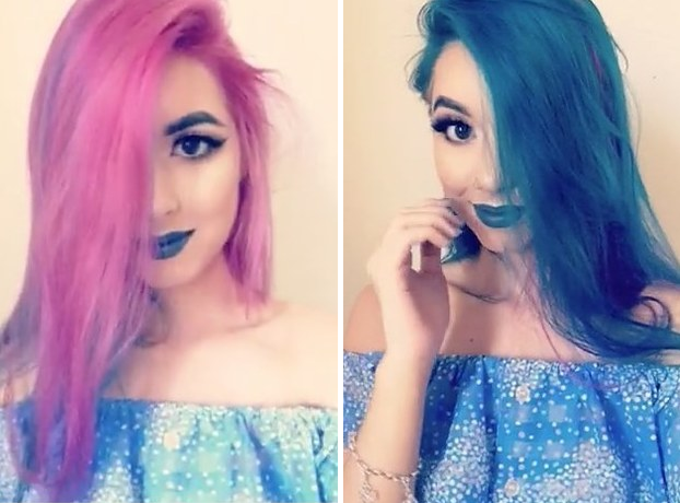 Фотография: Австралийка выкрасила волосы одновременно в синий и розовый и меняет цвет волос за пару секунд №1 - BigPicture.ru