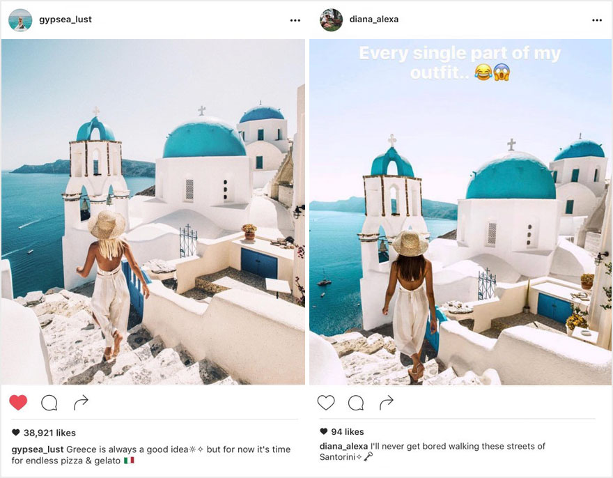 Фотография: Пара обнаружила, что кто-то в точности копирует их снимки из поездок в Instagram №2 - BigPicture.ru