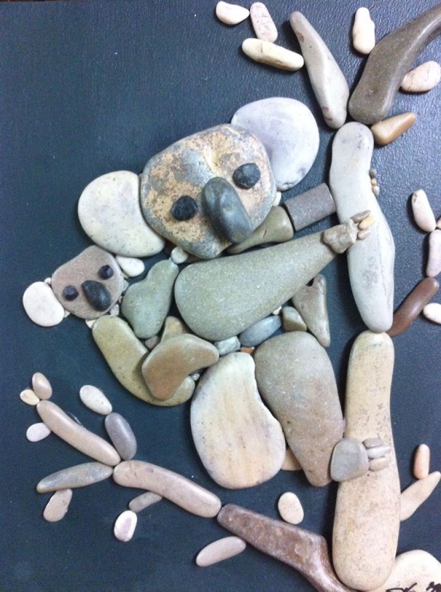 Фотография: Художник составляет удивительно реалистичные картины из камней, найденных на пляже №14 - BigPicture.ru