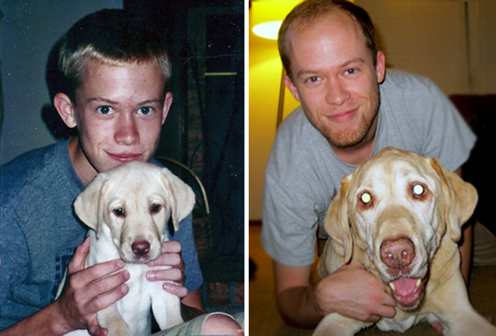 Фотография: Выросли вместе: собаки и их хозяева в начале дружбы и через много лет №25 - BigPicture.ru
