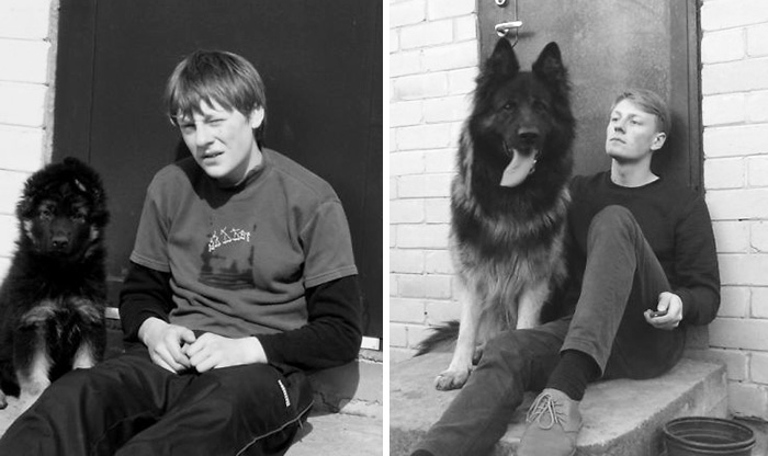 Фотография: Выросли вместе: собаки и их хозяева в начале дружбы и через много лет №6 - BigPicture.ru
